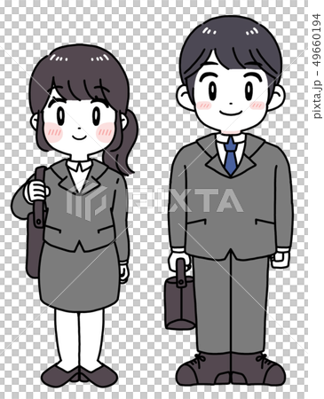 スーツの男女 イラストセットのイラスト素材