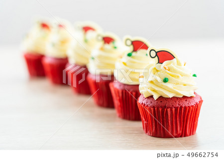 Sweet dessert with cupcake red velvet 49662754