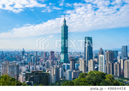 Beautiful landscape and cityscape of taipei 101 building and architecture in the city Beautiful landscape and cityscape of taipei 101 building and architecture in the city 49664458