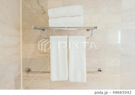 White towel in bathroom White towel in bathroom 49665042