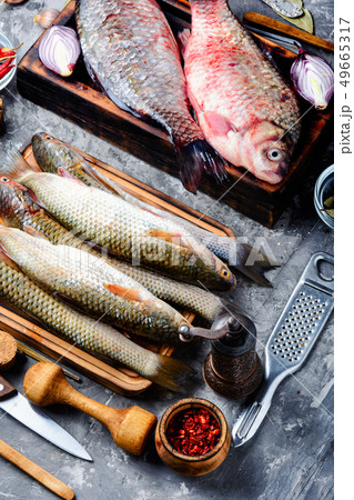 Variety of raw fresh fish Variety of raw fresh fish 49665317