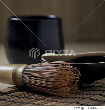 organic matcha green tea on wooden 49666327