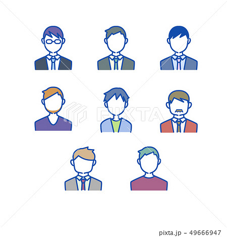 男性 上半身 正面 表情なし セットのイラスト素材