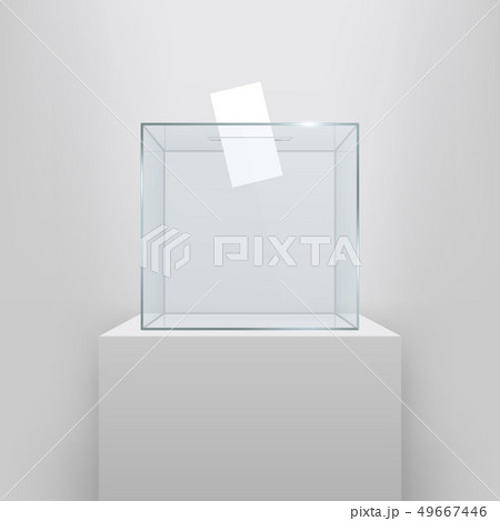 Creative illustration of realistic empty ballot box with voting paper in hole isolated on background Creative illustration of realistic empty ballot box with voting paper in hole isolated on background 49667446