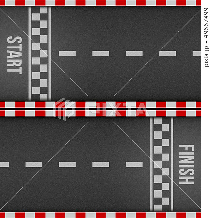 Creative illustration of finish line racing background top view. Art design. Start or finish on kart 49667499