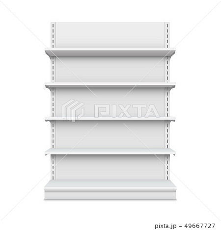 Creative illustration of empty store shelves isolated on background. Retail shelf art design 49667727