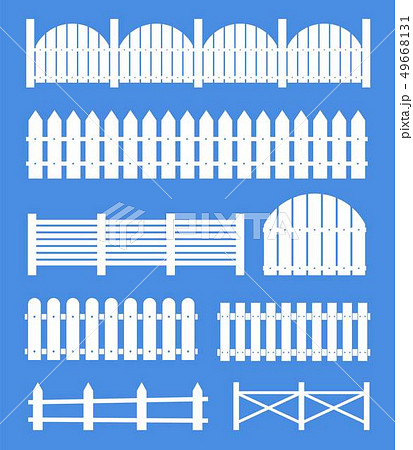 Creative illustration of rural wooden fences, pickets isolated on background. Art design. Garden 49668131