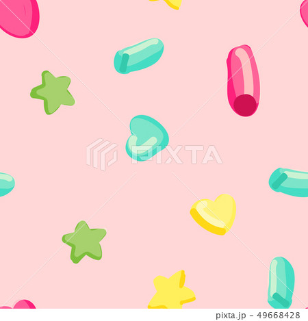 Pattern with hearts, stars and circles. Seamless vector background. 49668428