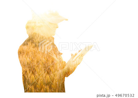 Woman farmer with tablet. Woman farmer with tablet. 49670532