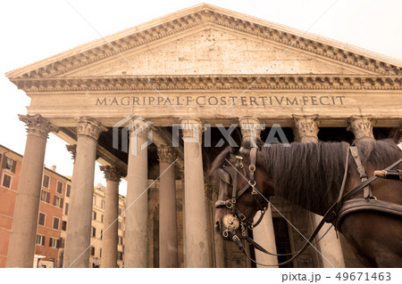 horse carriage and Pantheon horse carriage and Pantheon 49671463