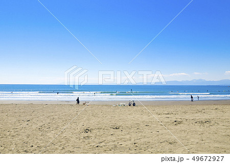 神奈川県 江ノ島 海と砂浜の写真素材