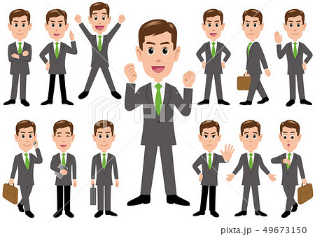 ビジネスマンのイラストセット ビジネスマンのイラストセット 49673150