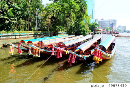 Long Tail Boats in Chao Phraya River Thailand 49673430