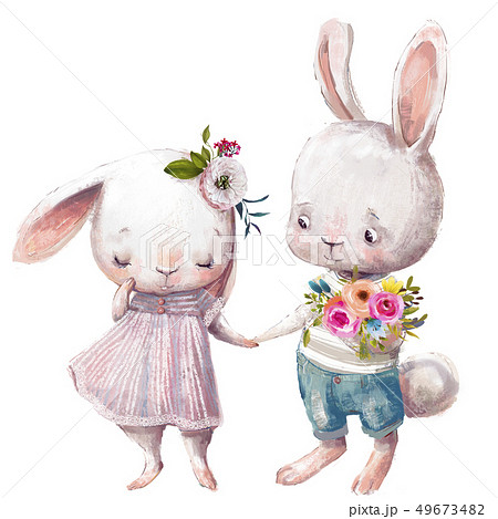 cute couple of hares cute couple of hares 49673482