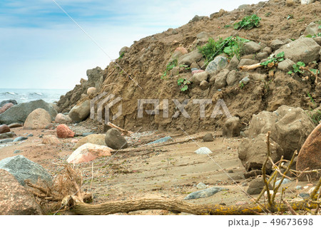 wild sea coast, clay cliffs of the coast wild sea coast, clay cliffs of the coast 49673698