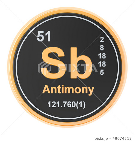 Antimony Sb stibium chemical element. 3D rendering 49674515