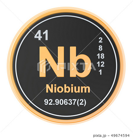 Niobium Nb chemical element. 3D rendering Niobium Nb chemical element. 3D rendering 49674594