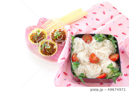 素麺弁当 そうめん弁当 素麺 そうめん 麺つゆジュレの写真素材