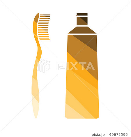 Toothpaste and brush icon 49675596