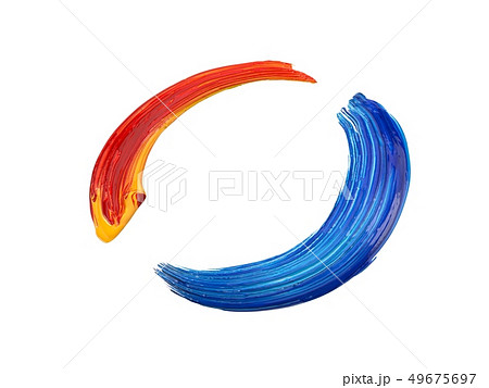 red and blue oil paint strokes. flowing in air with rotational movements. 3d illustration 49675697