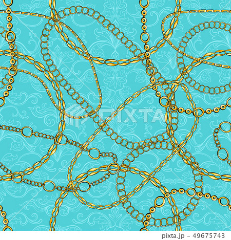 Chains on damask flat vector seamless pattern 49675743
