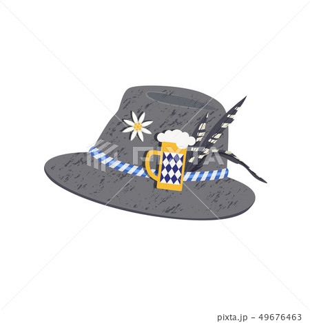Oktoberfest felt hat with pins cartoon 49676463