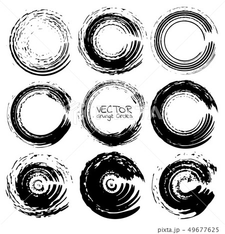 Set of grunge circles, Grunge round shapes. 49677625