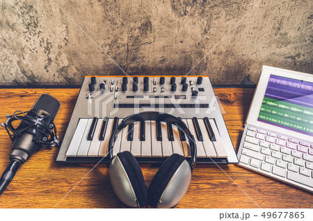 home studio, digital audio recording equipment 49677865