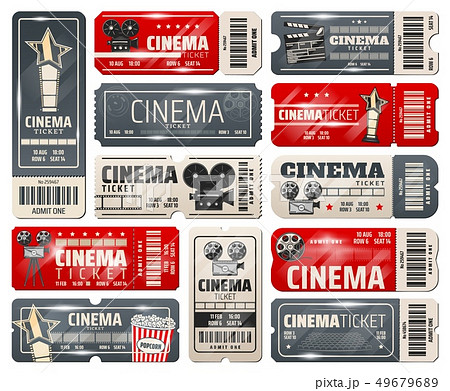Movie theater, cinema retro vintage tickets Movie theater, cinema retro vintage tickets 49679689