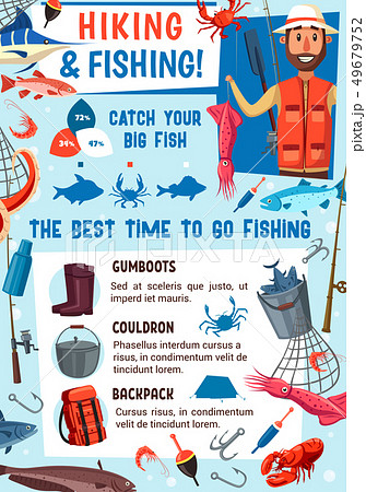 Fishing adventure, fisher catch fish at lake 49679752