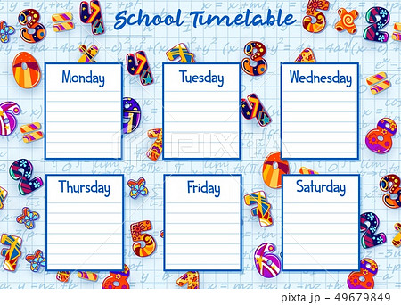 School Timetable Weekly Schedule With Numbersのイラスト素材 School Timetable Weekly Schedule With Numbersのイラスト素材