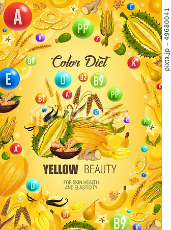 Color diet yellow healthy food, skin health 49680041