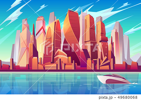 Moscow downtown cityscape vector background 49680068