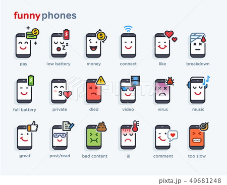 set of smile phones with different emotions set of smile phones with different emotions 49681248