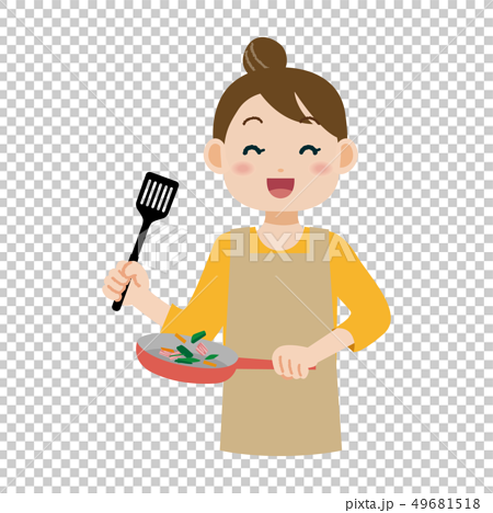 料理中の女性のイラスト素材