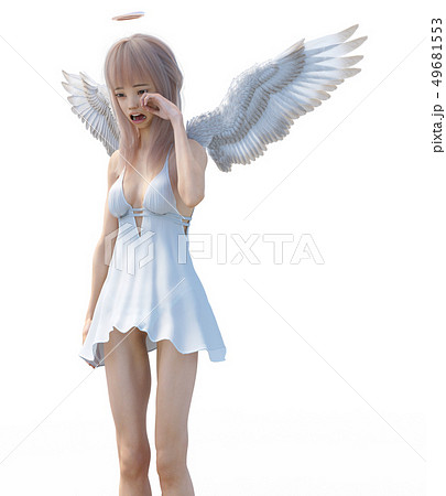 泣きじゃくる可愛い天使 Perming3dcg イラスト素材のイラスト素材
