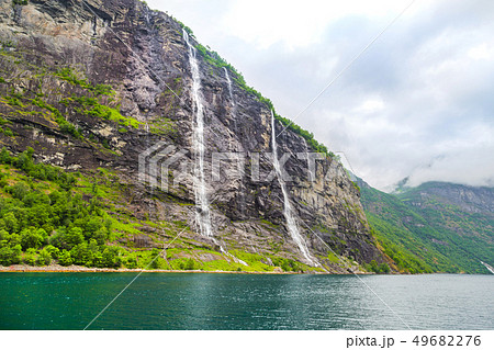 Waterfalls Seven Sisters, Geiranger fjord, Norway Waterfalls Seven Sisters, Geiranger fjord, Norway 49682276