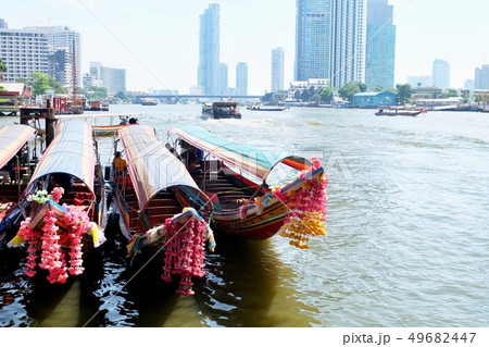 Long Tail Boats in Chao Phraya River Bangkok, Thai 49682447