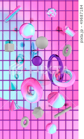 technology background with shelves and 3D geometry technology background with shelves and 3D geometry 49687184