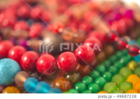 Mixed colors beads close-up made from natural 49687238