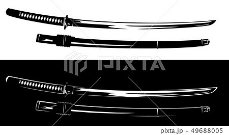 black and white samurai katana sword vector design 49688005