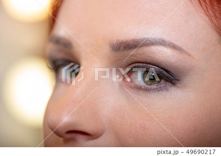 Portrait of woman with long red beautiful ginger hair. Portrait of woman with long red beautiful ginger hair. 49690217