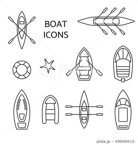 Boat icons outline set. 49690610