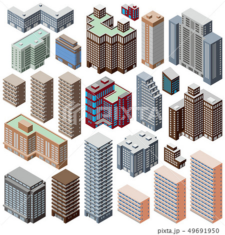 いろいろなビルのイラストのイラスト素材