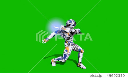 Astronaut-soldier of the future fighting with a lightsaber in front of a green screen. 3D Rendering Astronaut-soldier of the future fighting with a lightsaber in front of a green screen. 3D Rendering 49692350