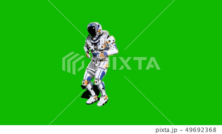 Astronaut-soldier of the future, dancing in front of a green screen. 3D Rendering Astronaut-soldier of the future, dancing in front of a green screen. 3D Rendering 49692368