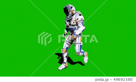 Astronaut-soldier of the future, dancing in front of a green screen. 3D Rendering Astronaut-soldier of the future, dancing in front of a green screen. 3D Rendering 49692380