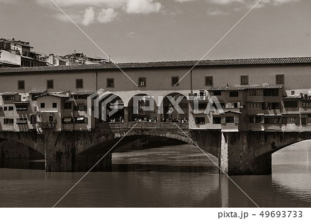 Florence Ponte Vecchio black and white 49693733
