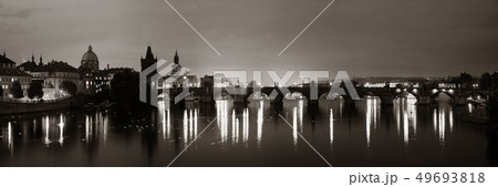 Prague skyline and bridge Prague skyline and bridge 49693818