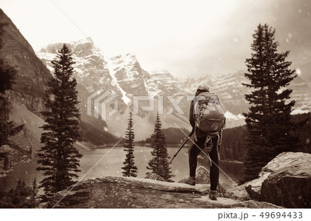 Hiker in snow Hiker in snow 49694433
